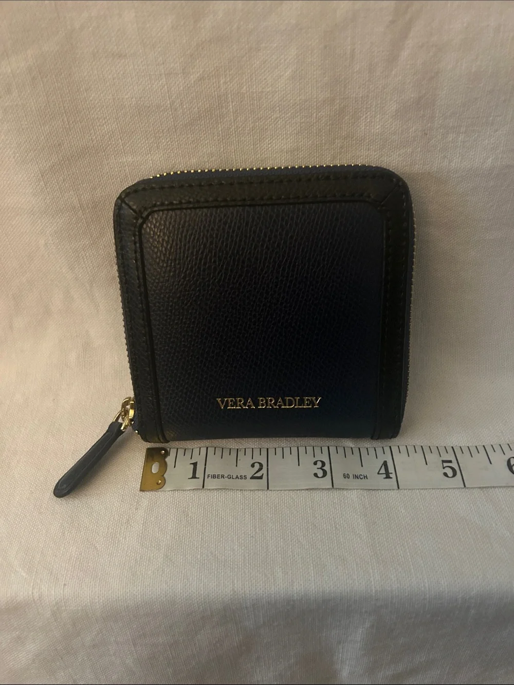 Vera Bradley Small Dark Blur Zip Wallet with Gold Logo - Picture 4 of 5